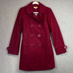 Tulle red pea coat youth/Jrs. M classic traditional formal event wear wool blend